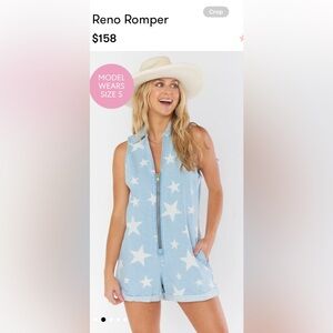 Show Me Your MuMu Star Print Denim Romper